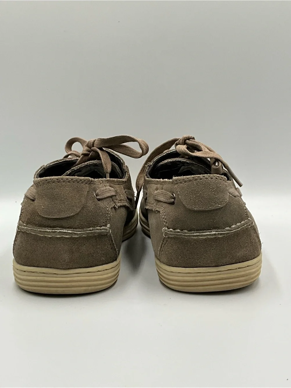 Perry Ellis America Digger Boat Shoes Size 11 Taupe Suede Leather Lace-Up